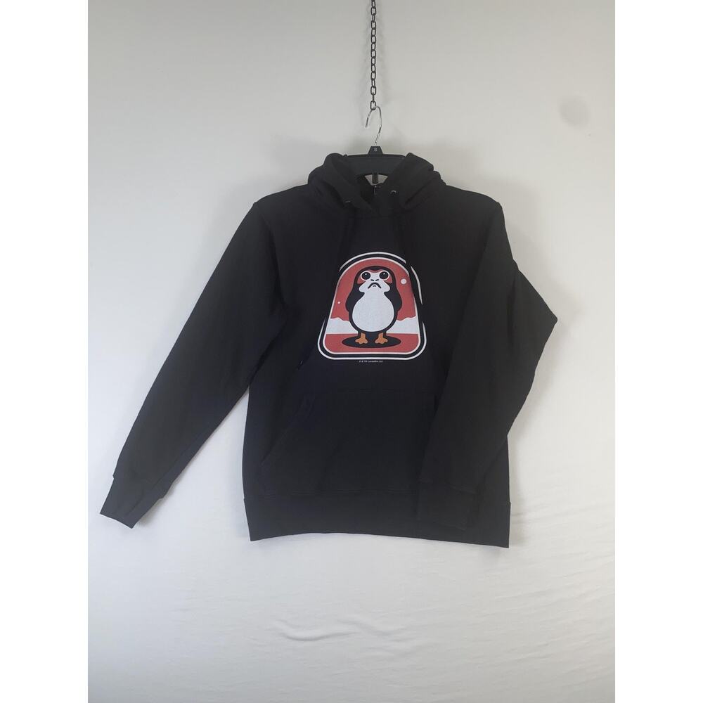 Absolute Cult Hoodie Mens Medium Black Penguin Graphic Pullover Sweatshirt